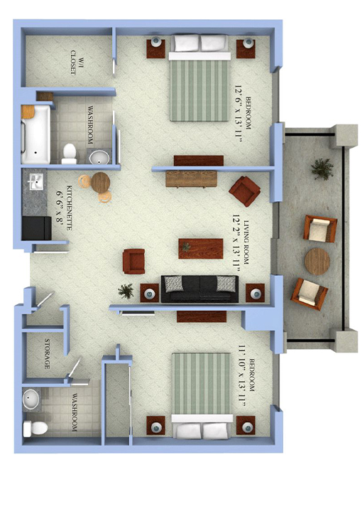 Drummond – 1 Bedroom + Den Floorplan