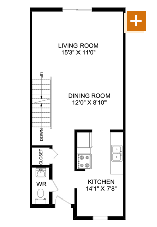 2 Bedroom Split - 1,160 sq. ft Floorplan