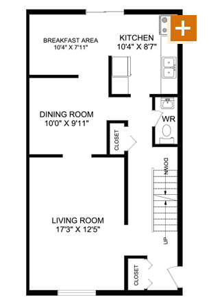 4 Bedroom - 1,519 sq. ft Floorplan
