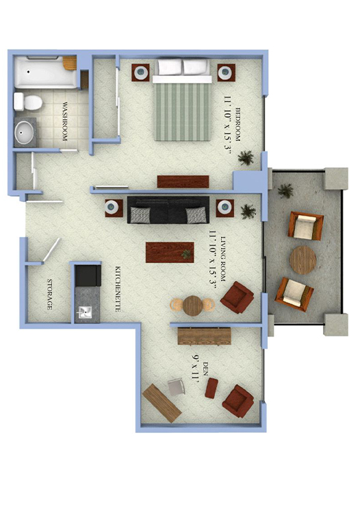 Glengarry - 1 Bedroom Floorplan