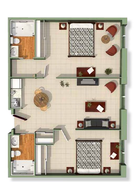 The Hillsmount - Large 1 Bedroom Floorplan