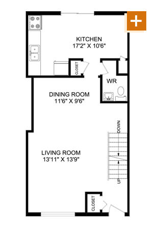 3A 3 Bedroom - 1,228 sq. ft Floorplan