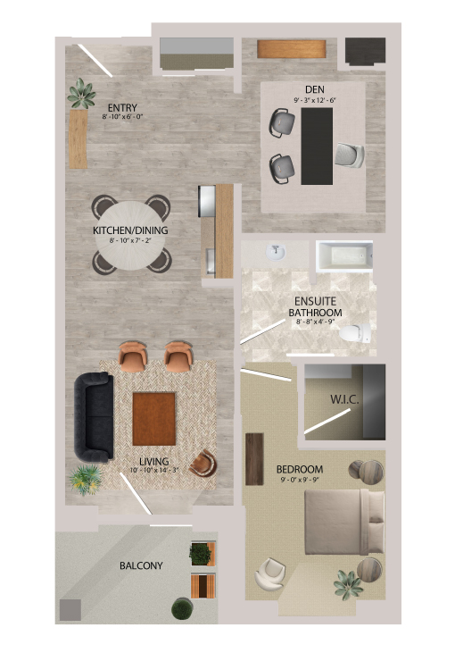The Sheridan - 1 Bedroom Floorplan