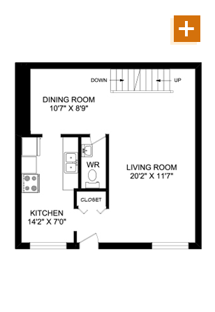2A - 2 Bedroom - 1,213 sq. ft Floorplan